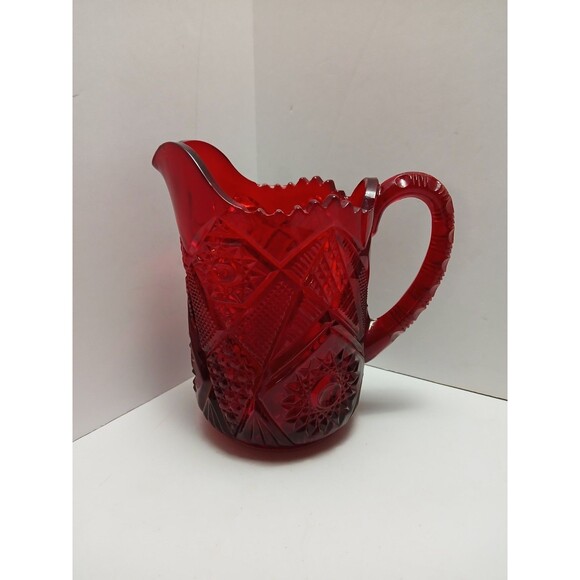 Westmoreland Other - Vintage Westmoreland Ruby Red Amberina Glass 6" Pitcher Glows!